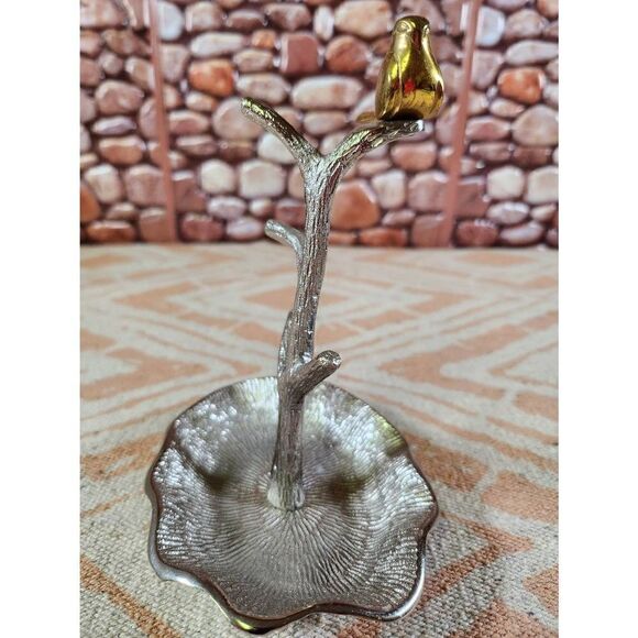Two's Company Gold Bird on Branch Jewelry/Ring Holder Tree Stand Display Metal - Picture 3 of 7